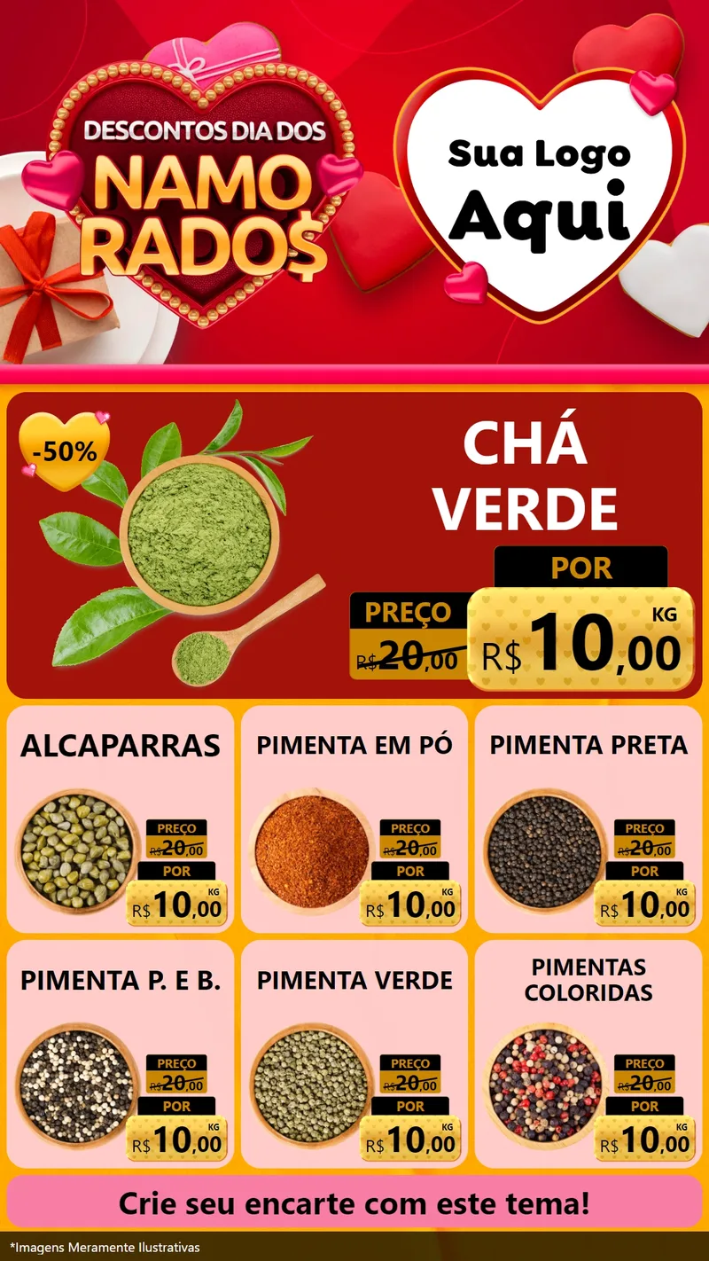 Modelo de Rede Social para Stories com o tema Descontos Dia dos Namorados para Produtos Naturais