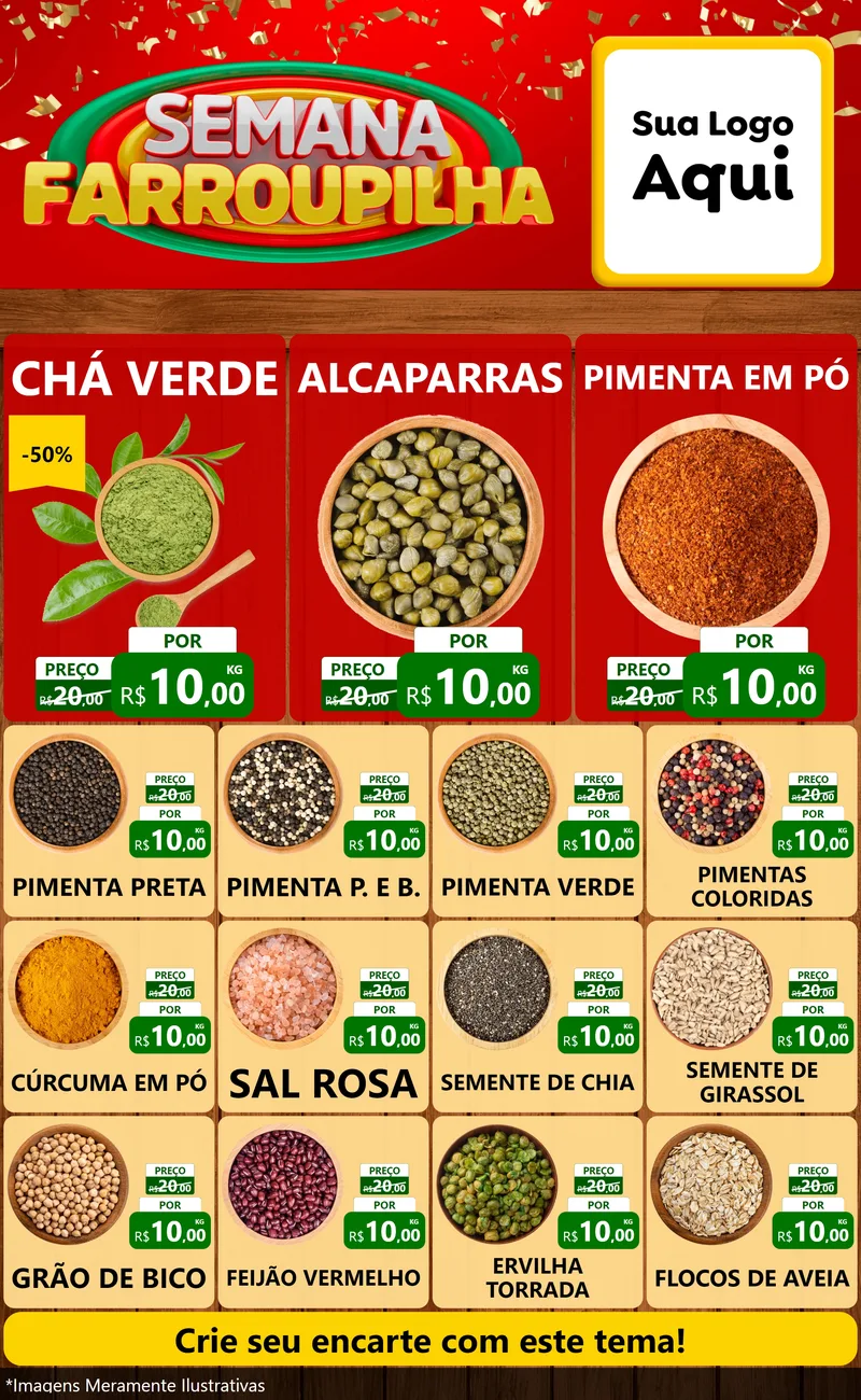 Modelo de Encarte para Encarte Grande com o tema Semana Farroupilha para Produtos Naturais