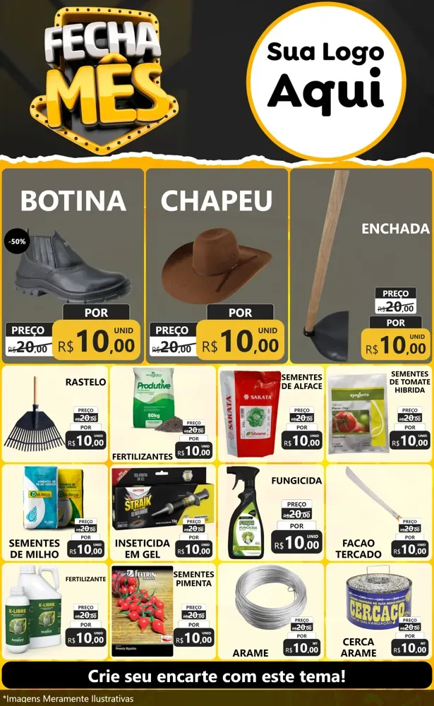 Modelo de Encarte para Encarte Grande com o tema Fecha Mês para Agropecuária