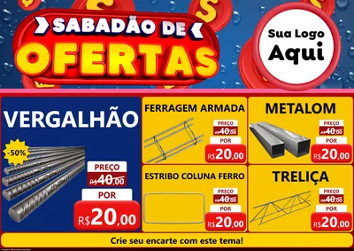 Modelo de Encarte para Encarte A4 Horizontal com o tema Sabadão de Ofertas para Ferragens