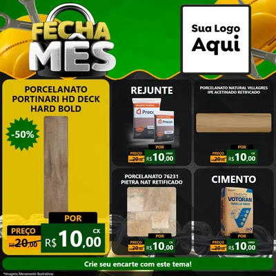 Modelo de Rede Social para Feed Facebook com o tema Fecha Mês para Pisos e revestimentos