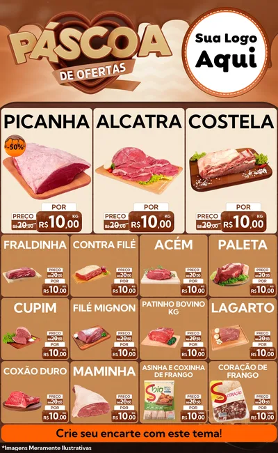 Modelo de Encarte para Encarte Grande com o tema Páscoa de Ofertas para Açougue