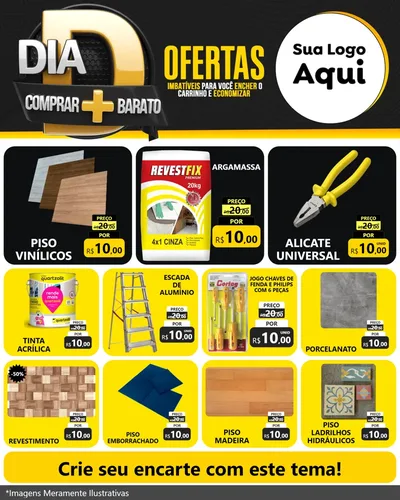 Modelo de Rede Social para Feed Instagram com o tema Dia D Mais Economia para Material para Construção