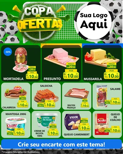 Modelo de Rede Social para Feed Instagram com o tema Copa De Ofertas para Frios e Laticínios