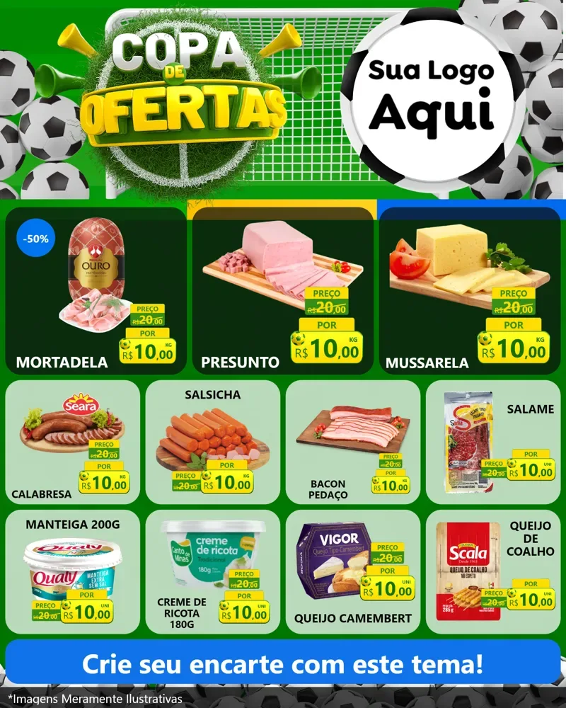 Modelo de Rede Social para Feed Instagram com o tema Copa De Ofertas para Frios e Laticínios
