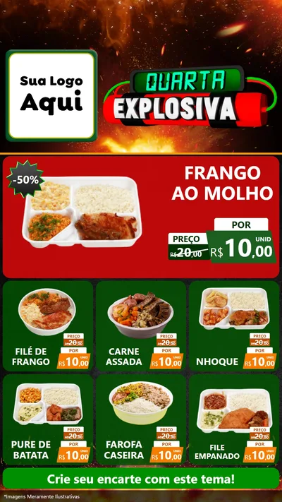 Modelo de Rede Social para Stories com o tema Quarta Explosiva para Restaurante