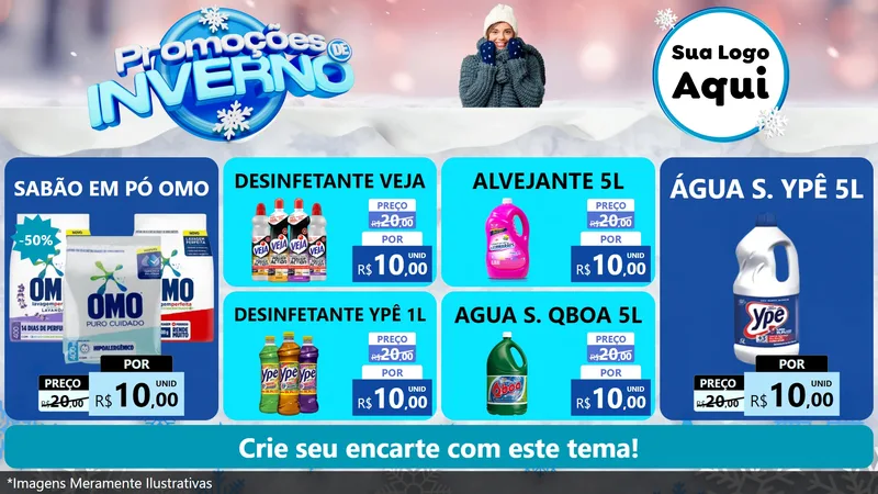 Modelo de TV para TV Horizontal com o tema Promoções de Inverno para Produtos de Limpeza