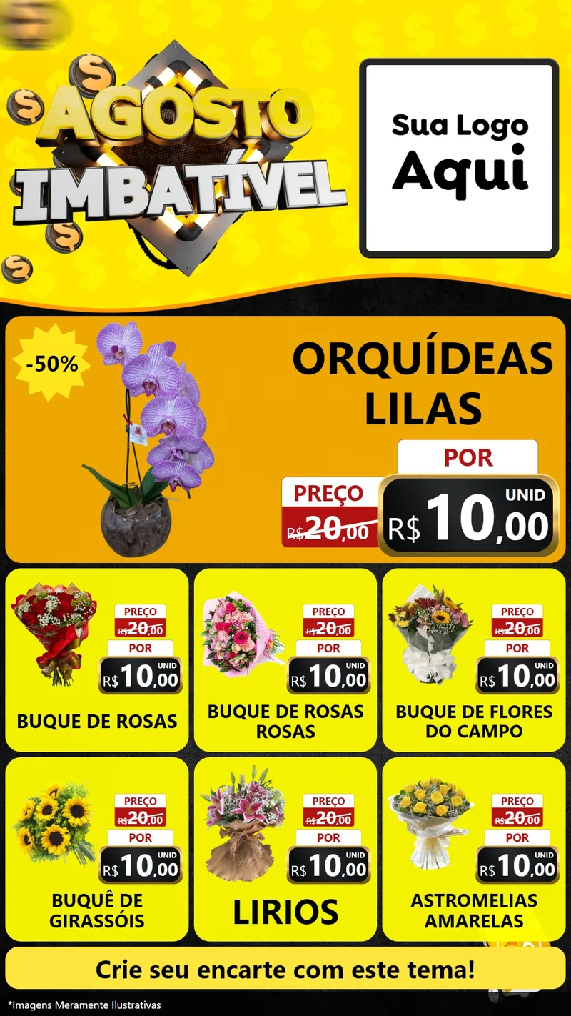 Modelo de Rede Social para Stories com o tema Agosto Imbatível para Floricultura e jardim