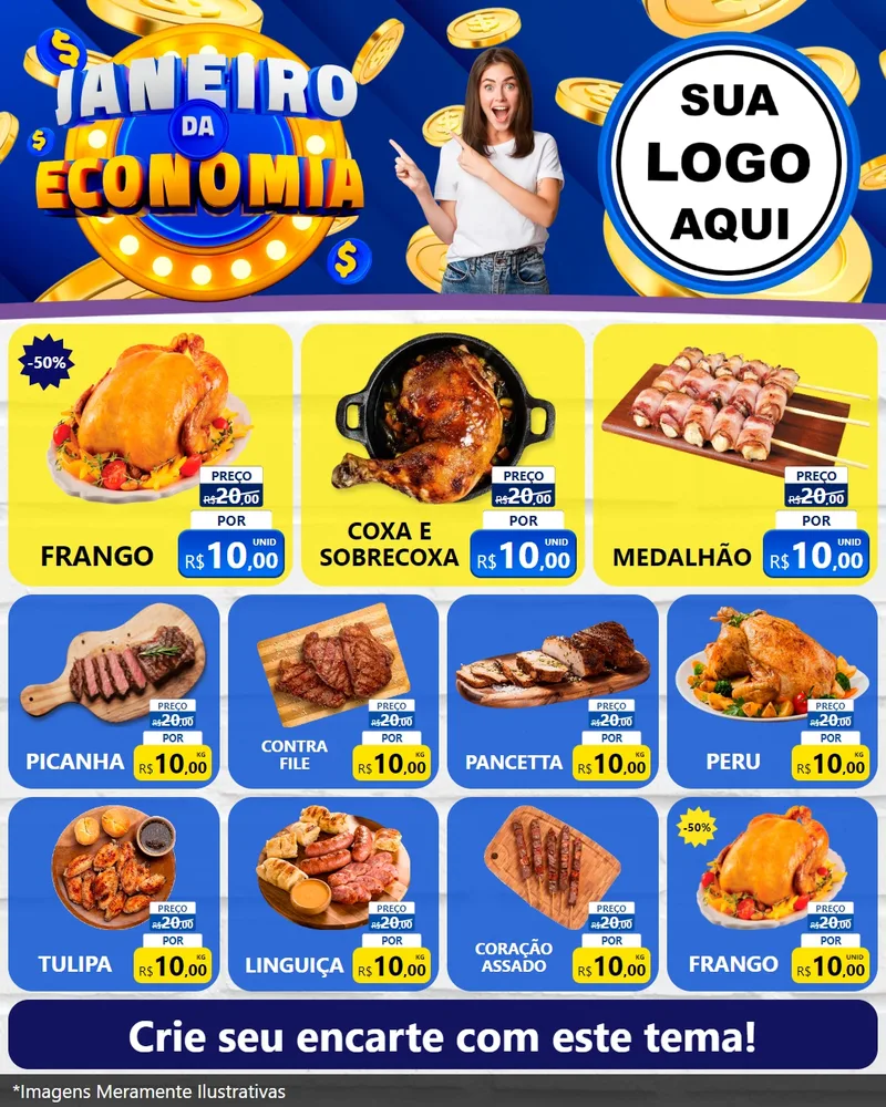 Modelo de Rede Social para Feed Instagram com o tema Janeiro da Economia para Assados