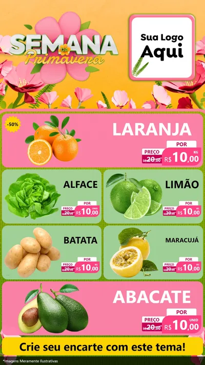 Modelo de TV para TV Vertical com o tema Semana da Primavera para Hortifrúti