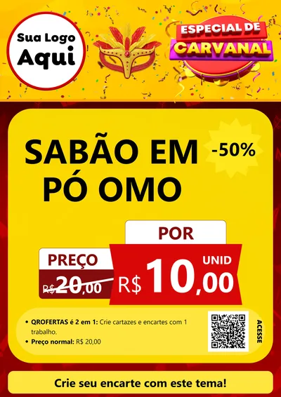 Modelo de Cartaz para Cartaz A4 Vertical com o tema Especial de Carnaval para Produtos de Limpeza