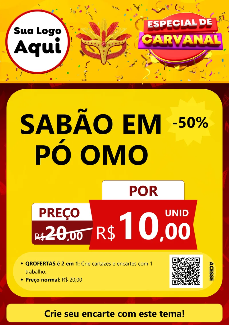 Modelo de Cartaz para Cartaz A4 Vertical com o tema Especial de Carnaval para Produtos de Limpeza