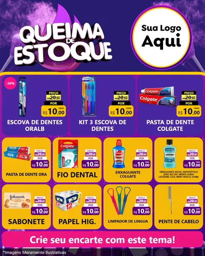Modelo de Rede Social para Feed Instagram com o tema Queima de Estoque para Higiene Pessoal