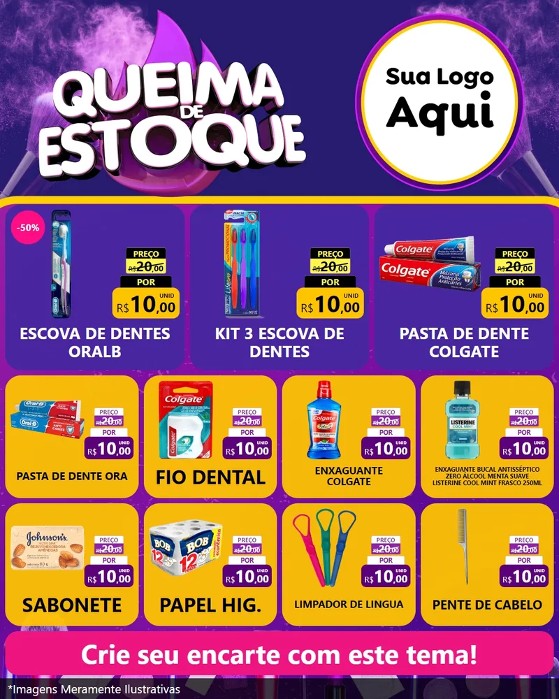 Modelo de Rede Social para Feed Instagram com o tema Queima de Estoque para Higiene Pessoal