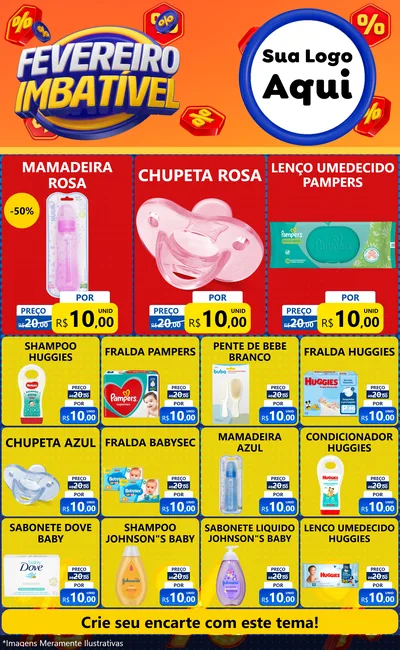Modelo de Encarte para Encarte Grande com o tema Fevereiro Imbatível para Bebês