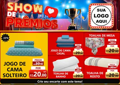 Modelo de Encarte para Encarte A4 Horizontal com o tema Show de Prêmios para Cama, Mesa e Banho
