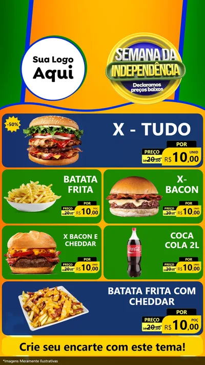 Modelo de TV para TV Vertical com o tema Semana da Independência Declaramos Preços Baixos para Hamburgueria