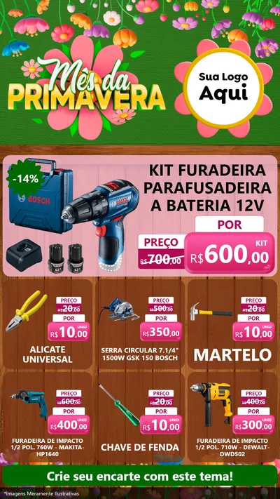 Modelo de Rede Social para Stories com o tema Mês da Primavera para Maquinas e Ferramentas
