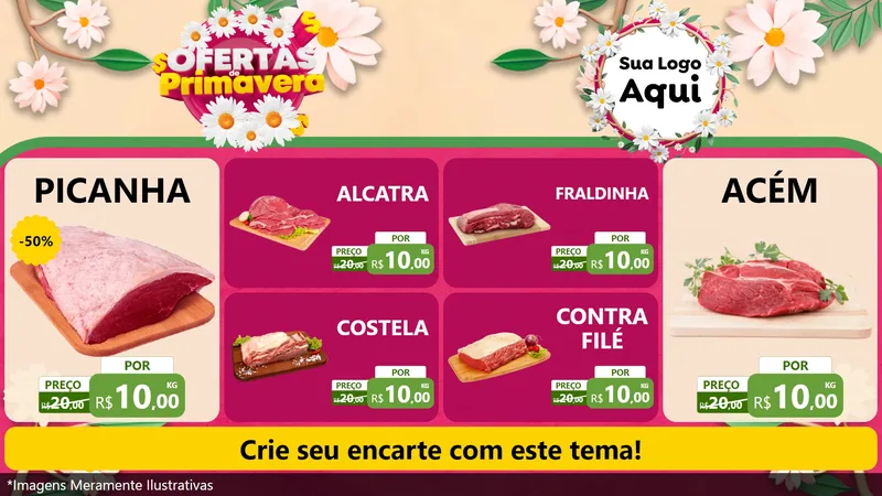 Modelo de TV para TV Horizontal com o tema Ofertas de Primavera para Açougue