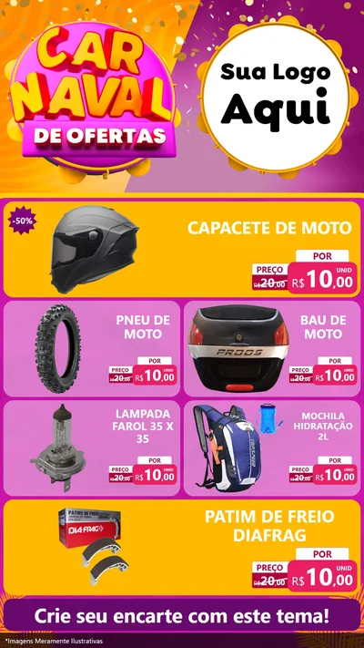 Modelo de TV para TV Vertical com o tema Carnaval de Ofertas para Moto peças