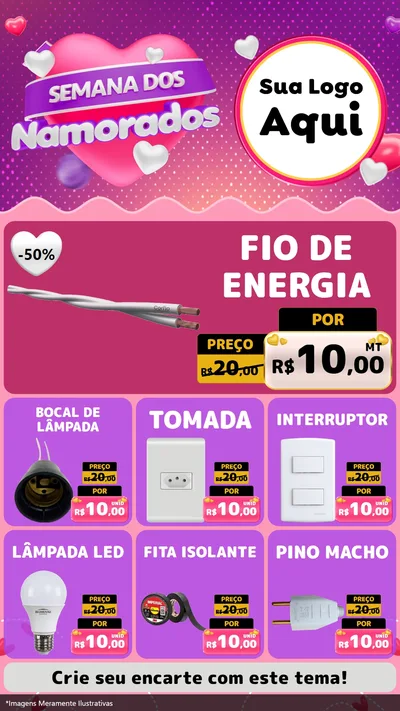 Modelo de Rede Social para Stories com o tema Semana dos Namorados para Materiais Elétricos