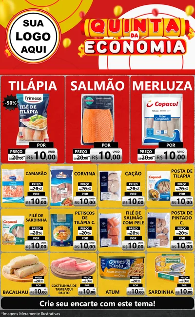 Modelo de Encarte para Encarte Grande com o tema Quinta da Economia para Peixaria