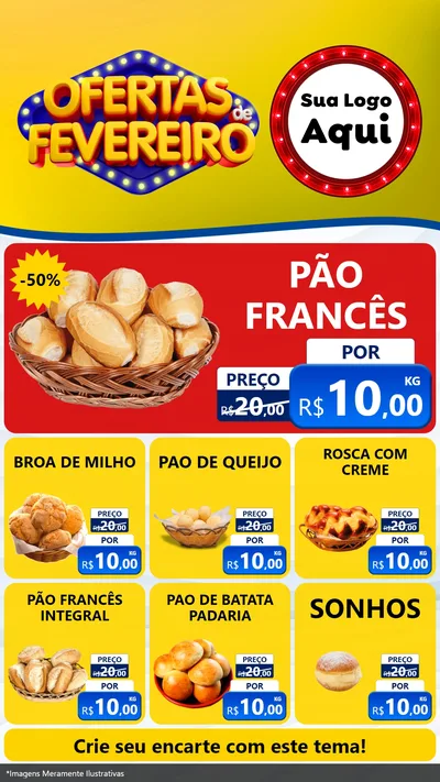Modelo de Rede Social para Stories com o tema Ofertas de Fevereiro para Padaria