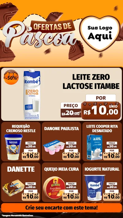 Modelo de Rede Social para Stories com o tema Ofertas de Páscoa para Frios e Laticínios