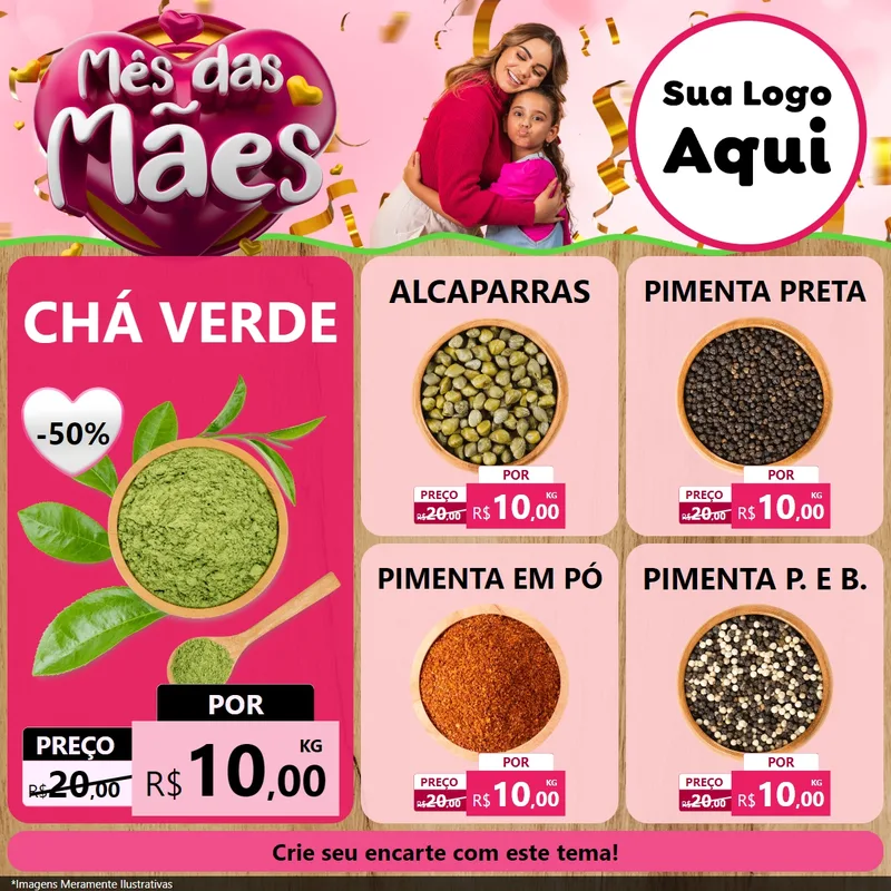 Modelo de Rede Social para Feed Facebook com o tema Mês das Mães para Produtos Naturais