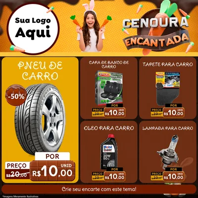 Modelo de Rede Social para Feed Facebook com o tema Cenoura Encantada - Páscoa para Auto peças