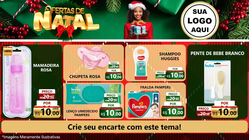 Modelo de TV para TV Horizontal com o tema Ofertas de Natal para Bebês