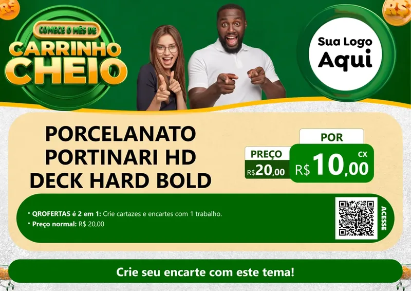 Modelo de Cartaz para Cartaz A4 Horizontal com o tema Carrinho Cheio para Pisos e revestimentos