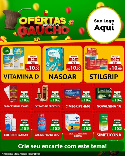 Modelo de Rede Social para Feed Instagram com o tema Ofertas Semana Do Gaúcho para Farmácia