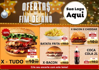 Modelo de Encarte para Encarte A4 Horizontal com o tema Ofertas de Fim de Ano para Hamburgueria