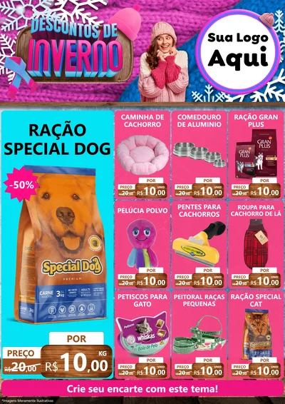 Modelo de Encarte para Encarte A4 Vertical com o tema Descontos de Inverno para Pet Shop