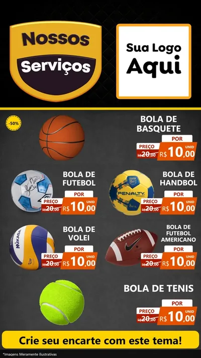 Modelo de TV para TV Vertical com o tema Nossos Serviços para Artigos Esportivos
