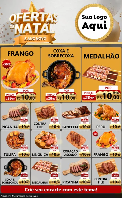 Modelo de Encarte para Encarte Grande com o tema Ofertas De Natal E Ano Novo para Assados