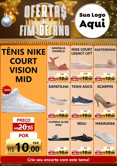 Modelo de Encarte para Encarte A4 Vertical com o tema Ofertas de Fim de Ano para Calçados