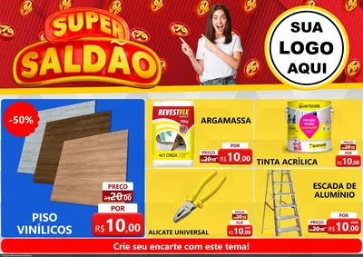 Modelo de Encarte para Encarte A4 Horizontal com o tema Super Saldão para Material para Construção