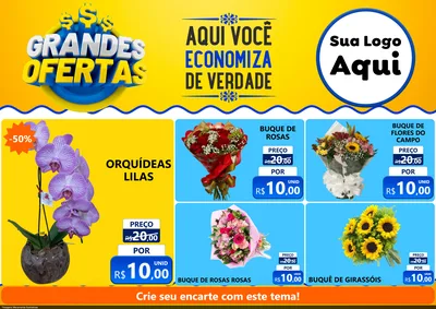 Modelo de Encarte para Encarte A4 Horizontal com o tema Grandes Ofertas para Floricultura e jardim
