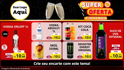 Modelo de TV para TV Horizontal com o tema Super Oferta Fim de Ano para Distribuidora de bebidas