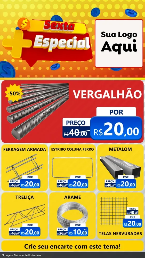 Modelo de Rede Social para Stories com o tema Sexta Mais Especial para Ferragens