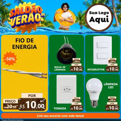 Modelo de Rede Social para Feed Facebook com o tema Saldão de Verão para Materiais Elétricos