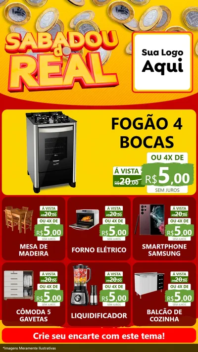 Modelo de Rede Social para Stories com o tema Sabadou do Real para Móveis e Eletro