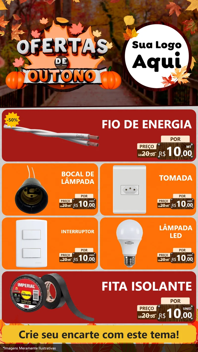 Modelo de TV para TV Vertical com o tema Ofertas de Outono para Materiais Elétricos