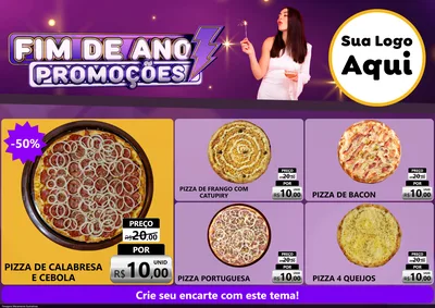 Modelo de Encarte para Encarte A4 Horizontal com o tema Fim de Ano Promoções para Pizzaria