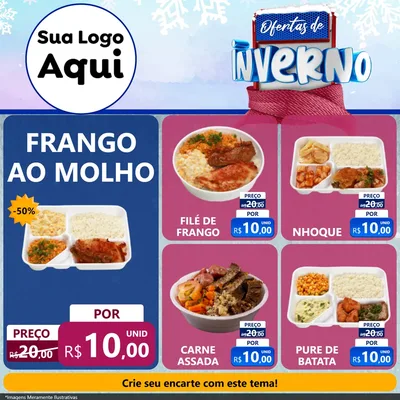 Modelo de Rede Social para Feed Facebook com o tema Ofertas de Inverno para Restaurante