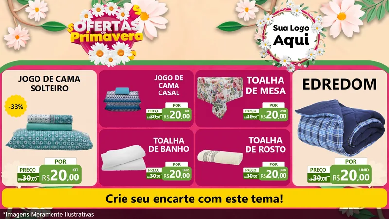 Modelo de TV para TV Horizontal com o tema Ofertas de Primavera para Cama, Mesa e Banho