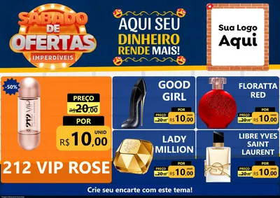 Modelo de Encarte para Encarte A4 Horizontal com o tema Sábado de Ofertas Imperdíveis para Perfumes