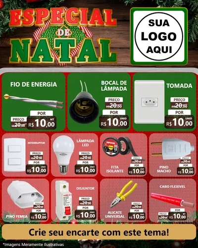 Modelo de Rede Social para Feed Instagram com o tema Especial de Natal para Materiais Elétricos